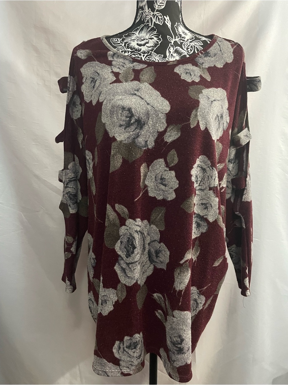 Floral Cold-shoulder Sweater